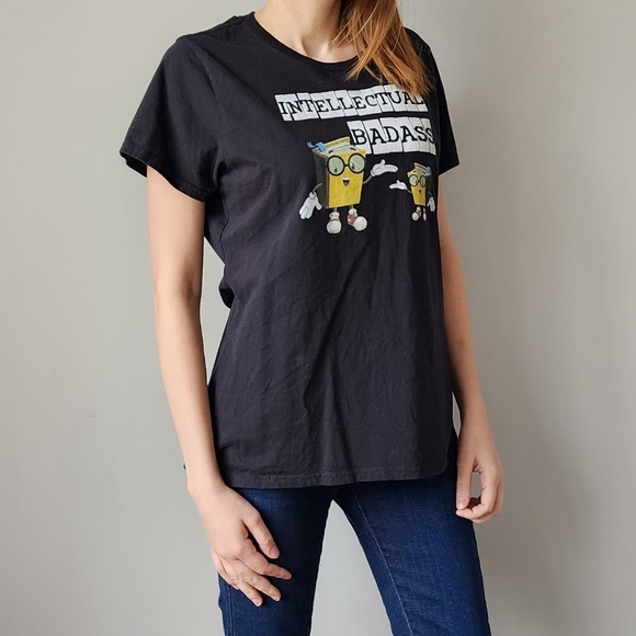 Intellectual Badass Black T Shirt L Book Worm Nerd Geek - Picture 7 of 10